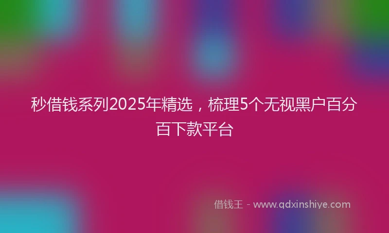 秒借钱系列2025年精选，梳理5个无视黑户百分百下款平台