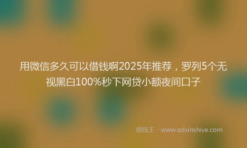 用微信多久可以借钱啊2025年推荐，罗列5个无视黑白100%秒下网贷小额夜间口子