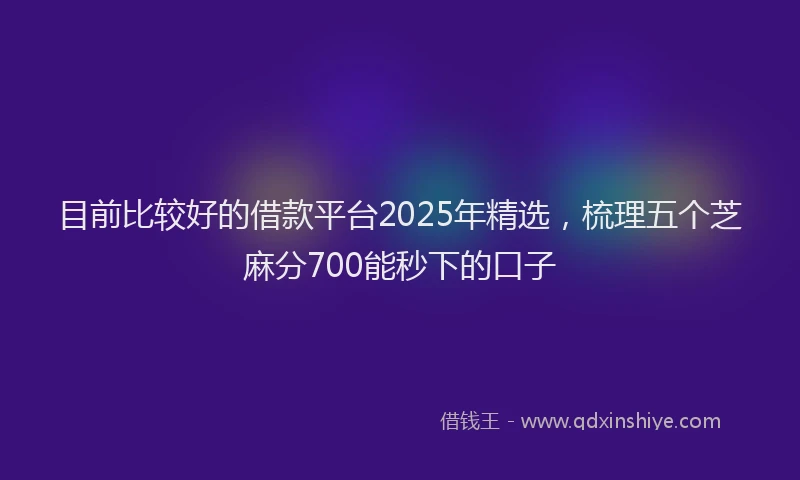目前比较好的借款平台2025年精选，梳理五个芝麻分700能秒下的口子
