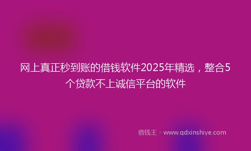 网上真正秒到账的借钱软件2025年精选，整合5个贷款不上诚信平台的软件