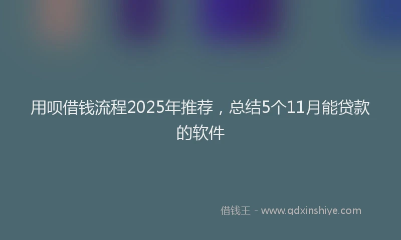 用呗借钱流程2025年推荐，总结5个11月能贷款的软件