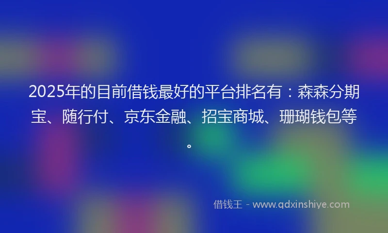 2025年的目前借钱最好的平台排名有：森森分期宝、随行付、京东金融、招宝商城、珊瑚钱包等。