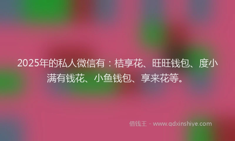 2025年的私人微信有：桔享花、旺旺钱包、度小满有钱花、小鱼钱包、享来花等。