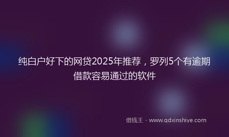 纯白户好下的网贷2025年推荐，罗列5个有逾期借款容易通过的软件