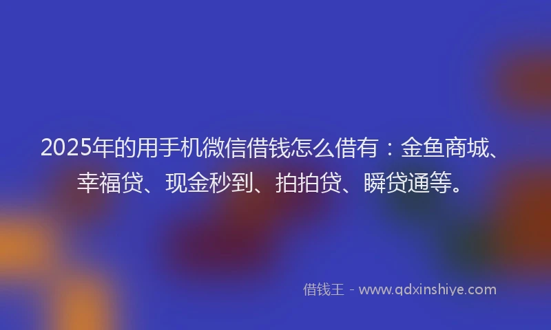 2025年的用手机微信借钱怎么借有：金鱼商城、幸福贷、现金秒到、拍拍贷、瞬贷通等。