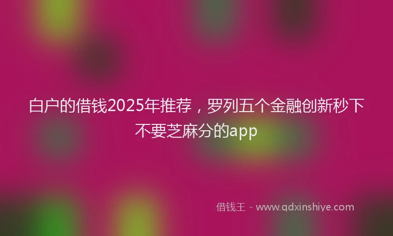 白户的借钱2025年推荐，罗列五个金融创新秒下不要芝麻分的app