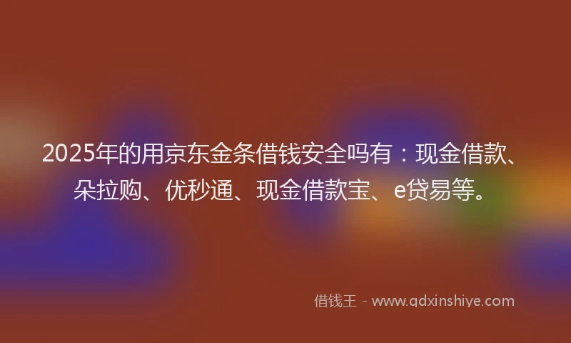 2025年的用京东金条借钱安全吗有：现金借款、朵拉购、优秒通、现金借款宝、e贷易等。