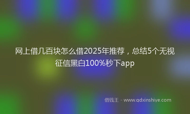 网上借几百块怎么借2025年推荐，总结5个无视征信黑白100%秒下app