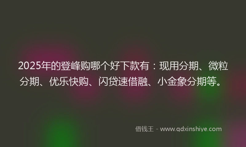 2025年的登峰购哪个好下款有：现用分期、微粒分期、优乐快购、闪贷速借融、小金象分期等。