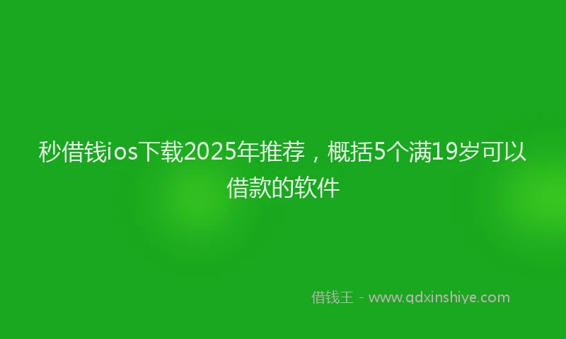 秒借钱ios下载2025年推荐，概括5个满19岁可以借款的软件