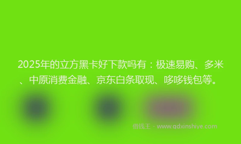 2025年的立方黑卡好下款吗有：极速易购、多米、中原消费金融、京东白条取现、哆哆钱包等。