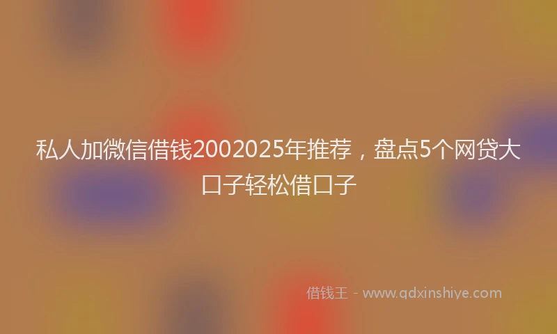 私人加微信借钱2002025年推荐，盘点5个网贷大口子轻松借口子