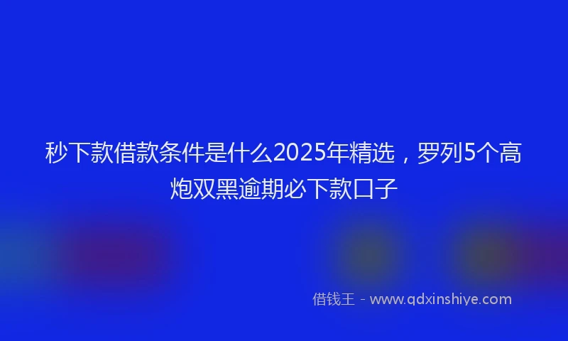 秒下款借款条件是什么2025年精选，罗列5个高炮双黑逾期必下款口子