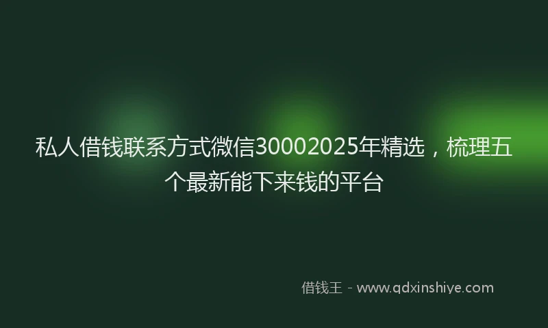 私人借钱联系方式微信30002025年精选，梳理五个最新能下来钱的平台