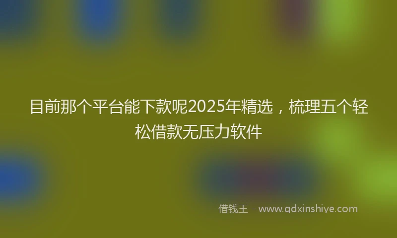 目前那个平台能下款呢2025年精选，梳理五个轻松借款无压力软件