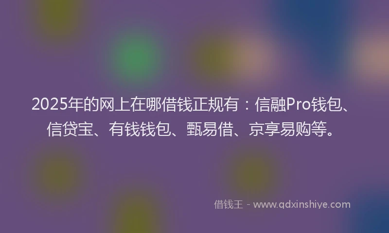 2025年的网上在哪借钱正规有：信融Pro钱包、信贷宝、有钱钱包、甄易借、京享易购等。