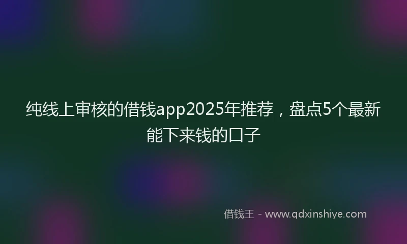 纯线上审核的借钱app2025年推荐，盘点5个最新能下来钱的口子