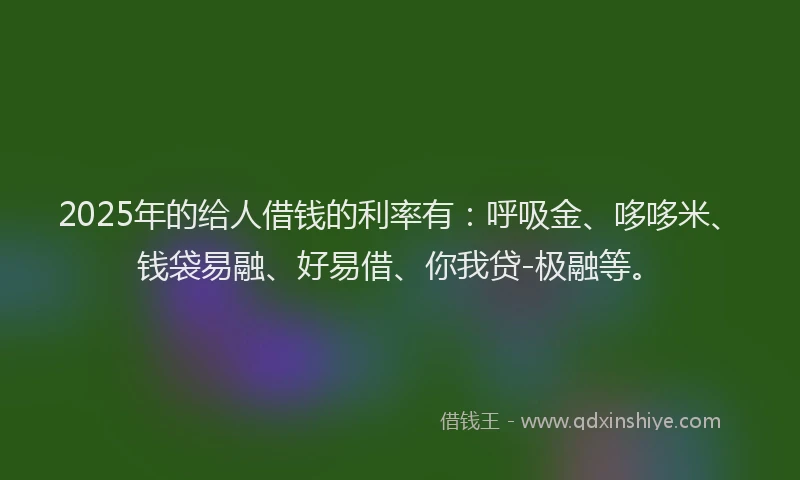 2025年的给人借钱的利率有：呼吸金、哆哆米、钱袋易融、好易借、你我贷-极融等。