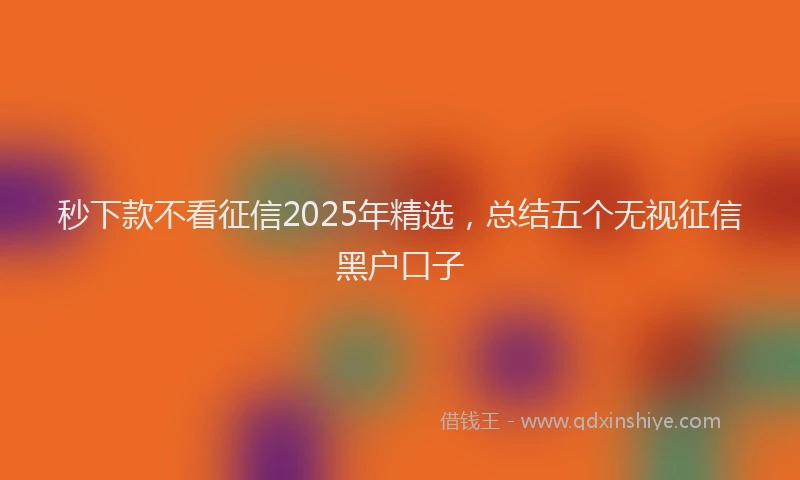 秒下款不看征信2025年精选，总结五个无视征信黑户口子
