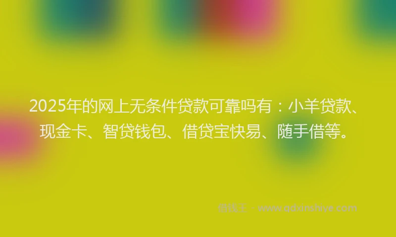 2025年的网上无条件贷款可靠吗有：小羊贷款、现金卡、智贷钱包、借贷宝快易、随手借等。