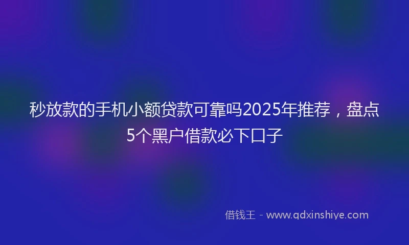 秒放款的手机小额贷款可靠吗2025年推荐，盘点5个黑户借款必下口子