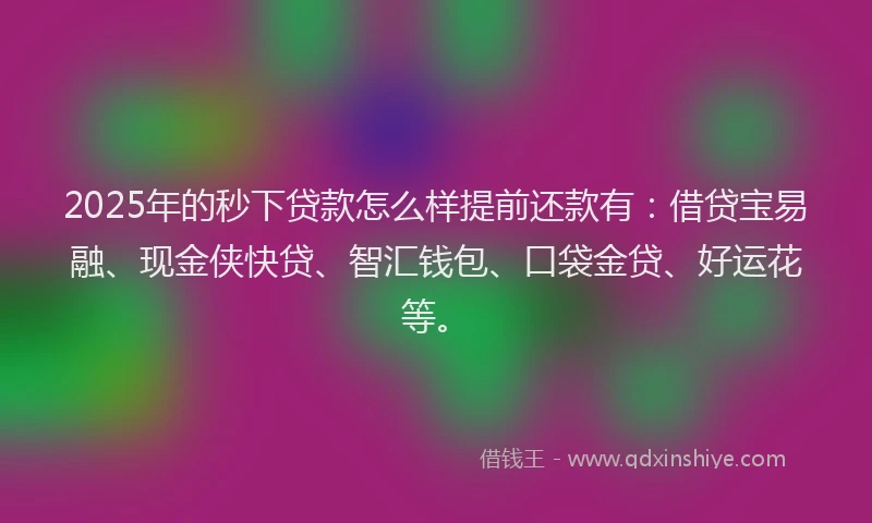 2025年的秒下贷款怎么样提前还款有：借贷宝易融、现金侠快贷、智汇钱包、口袋金贷、好运花等。