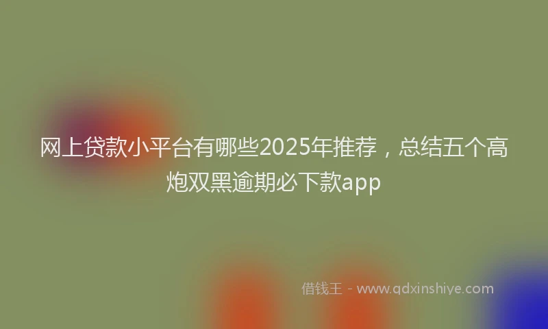 网上贷款小平台有哪些2025年推荐，总结五个高炮双黑逾期必下款app