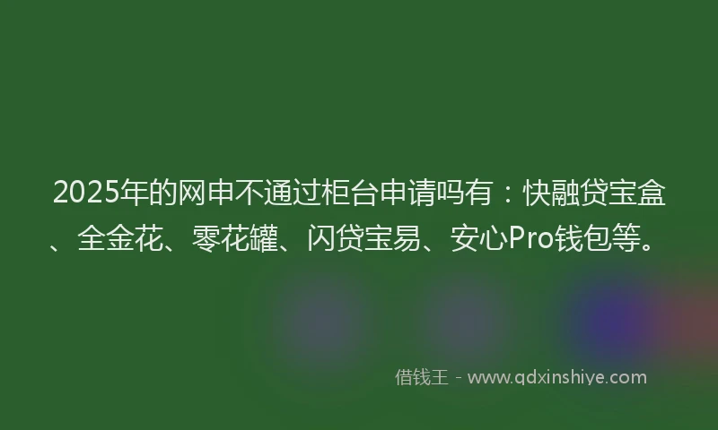 2025年的网申不通过柜台申请吗有：快融贷宝盒、全金花、零花罐、闪贷宝易、安心Pro钱包等。