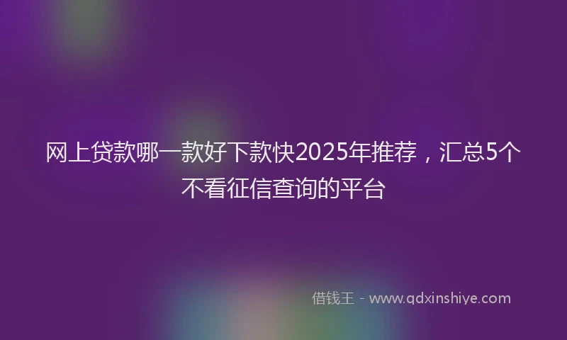 网上贷款哪一款好下款快2025年推荐，汇总5个不看征信查询的平台