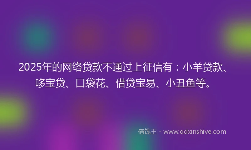 2025年的网络贷款不通过上征信有：小羊贷款、哆宝贷、口袋花、借贷宝易、小丑鱼等。