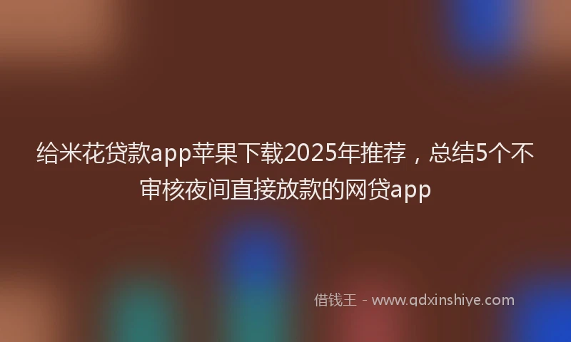 给米花贷款app苹果下载2025年推荐，总结5个不审核夜间直接放款的网贷app