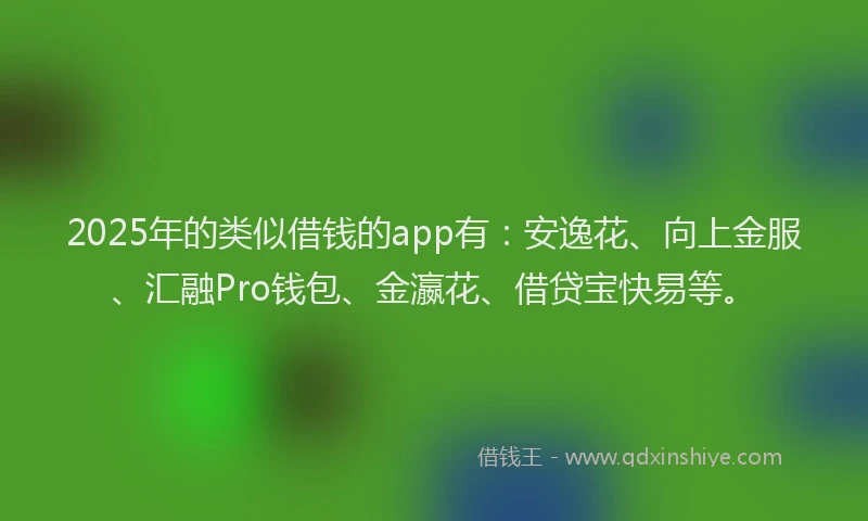 2025年的类似借钱的app有：安逸花、向上金服、汇融Pro钱包、金瀛花、借贷宝快易等。