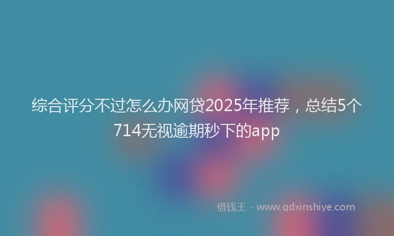 综合评分不过怎么办网贷2025年推荐，总结5个714无视逾期秒下的app