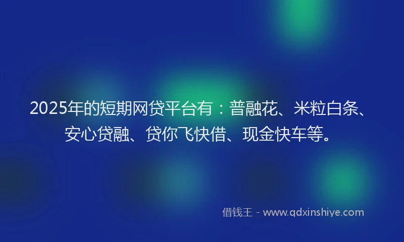 2025年的短期网贷平台有：普融花、米粒白条、安心贷融、贷你飞快借、现金快车等。