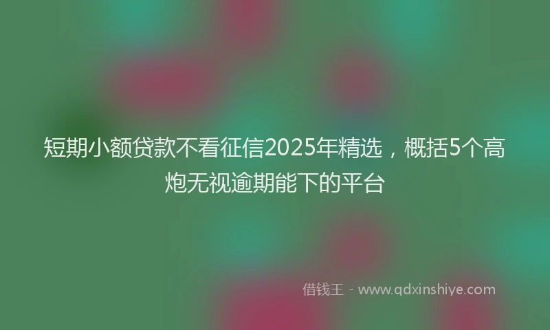 短期小额贷款不看征信2025年精选，概括5个高炮无视逾期能下的平台