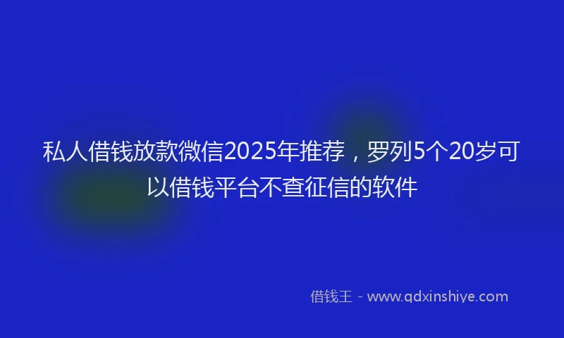 私人借钱放款微信2025年推荐，罗列5个20岁可以借钱平台不查征信的软件