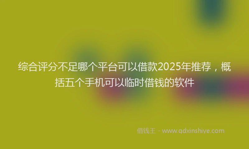 综合评分不足哪个平台可以借款2025年推荐，概括五个手机可以临时借钱的软件