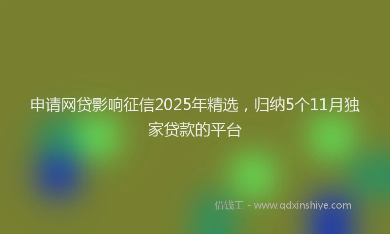 申请网贷影响征信2025年精选，归纳5个11月独家贷款的平台