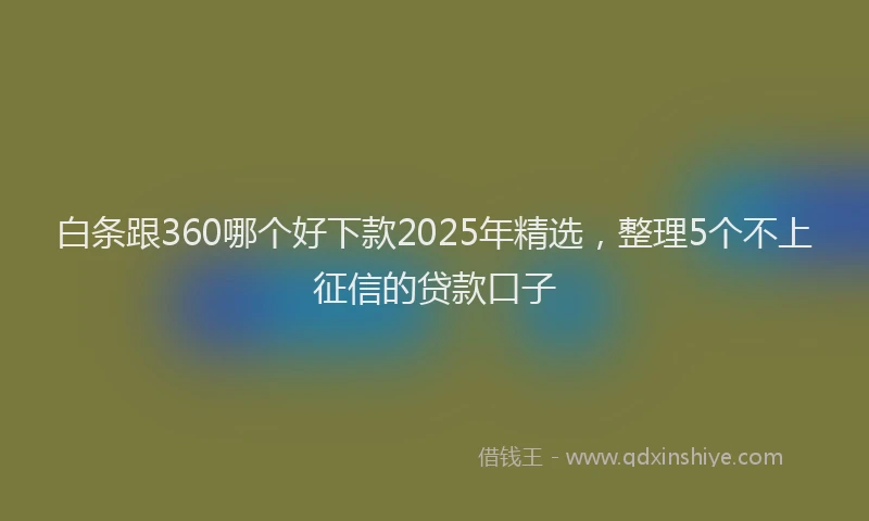 白条跟360哪个好下款2025年精选，整理5个不上征信的贷款口子