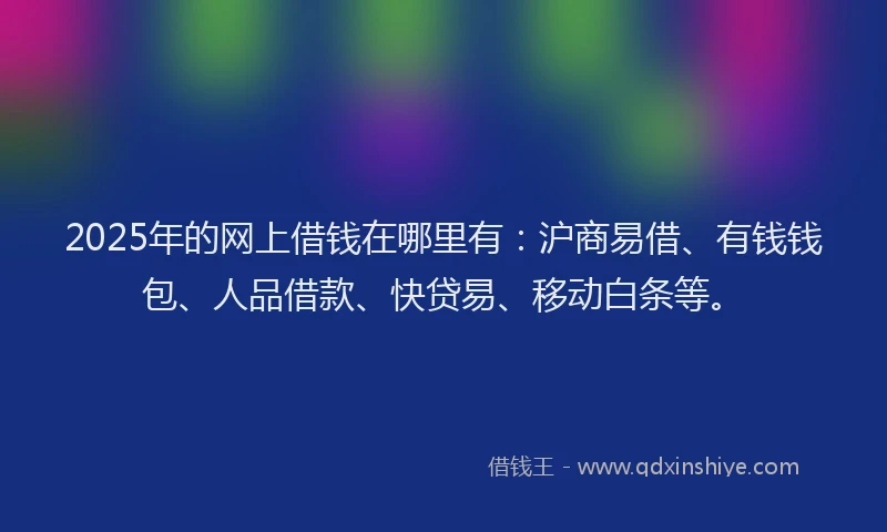 2025年的网上借钱在哪里有：沪商易借、有钱钱包、人品借款、快贷易、移动白条等。