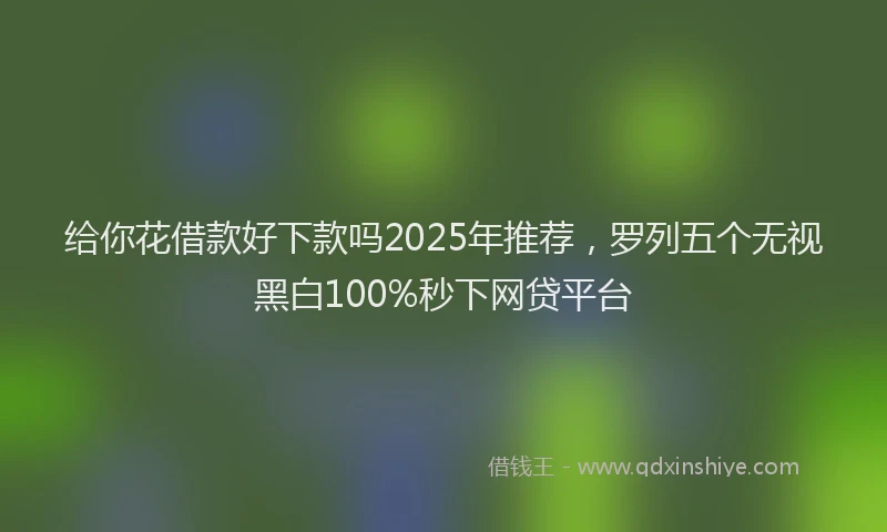 给你花借款好下款吗2025年推荐，罗列五个无视黑白100%秒下网贷平台