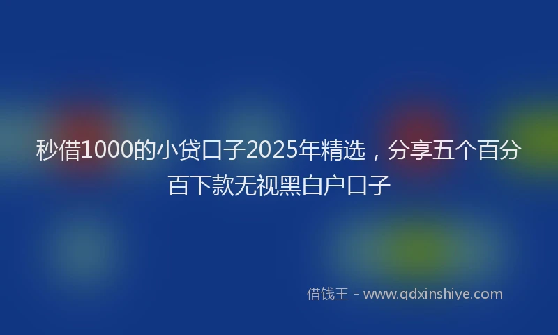 秒借1000的小贷口子2025年精选，分享五个百分百下款无视黑白户口子