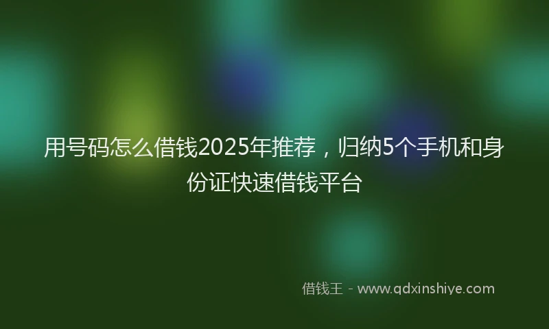 用号码怎么借钱2025年推荐，归纳5个手机和身份证快速借钱平台