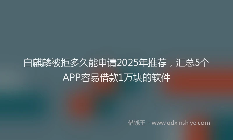 白麒麟被拒多久能申请2025年推荐，汇总5个APP容易借款1万块的软件