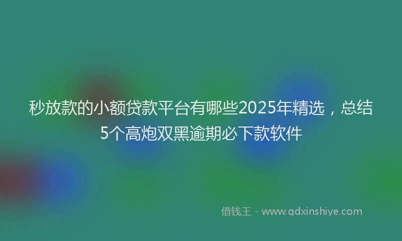秒放款的小额贷款平台有哪些2025年精选，总结5个高炮双黑逾期必下款软件