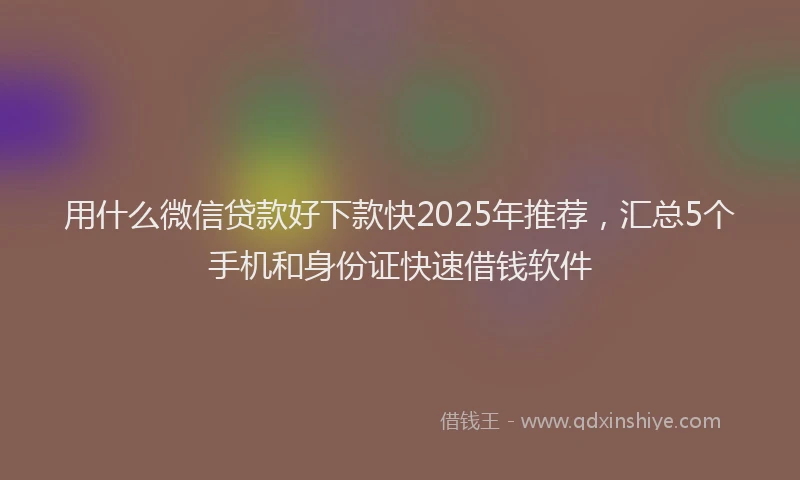 用什么微信贷款好下款快2025年推荐，汇总5个手机和身份证快速借钱软件