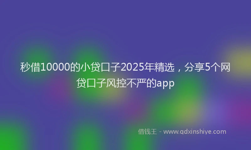 秒借10000的小贷口子2025年精选，分享5个网贷口子风控不严的app