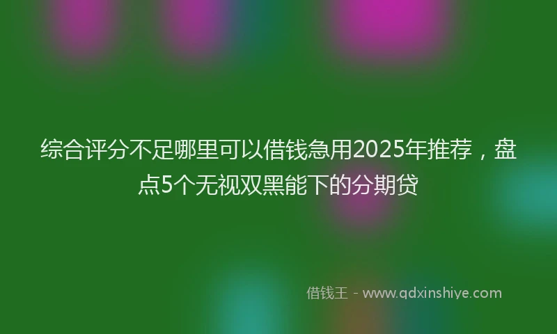 综合评分不足哪里可以借钱急用2025年推荐，盘点5个无视双黑能下的分期贷