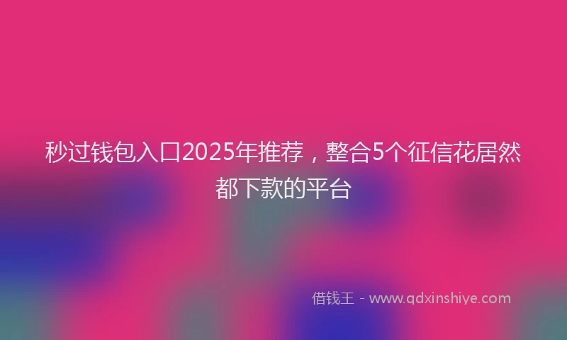 秒过钱包入口2025年推荐，整合5个征信花居然都下款的平台