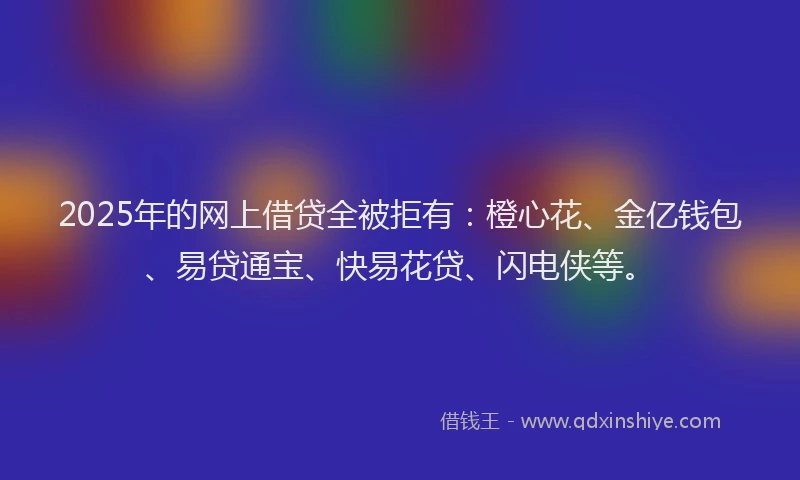 2025年的网上借贷全被拒有：橙心花、金亿钱包、易贷通宝、快易花贷、闪电侠等。